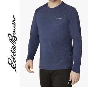 Eddie Bauer Men’s Medium FreeDry Long Sleeve Performance T-Shirt Navy Blue